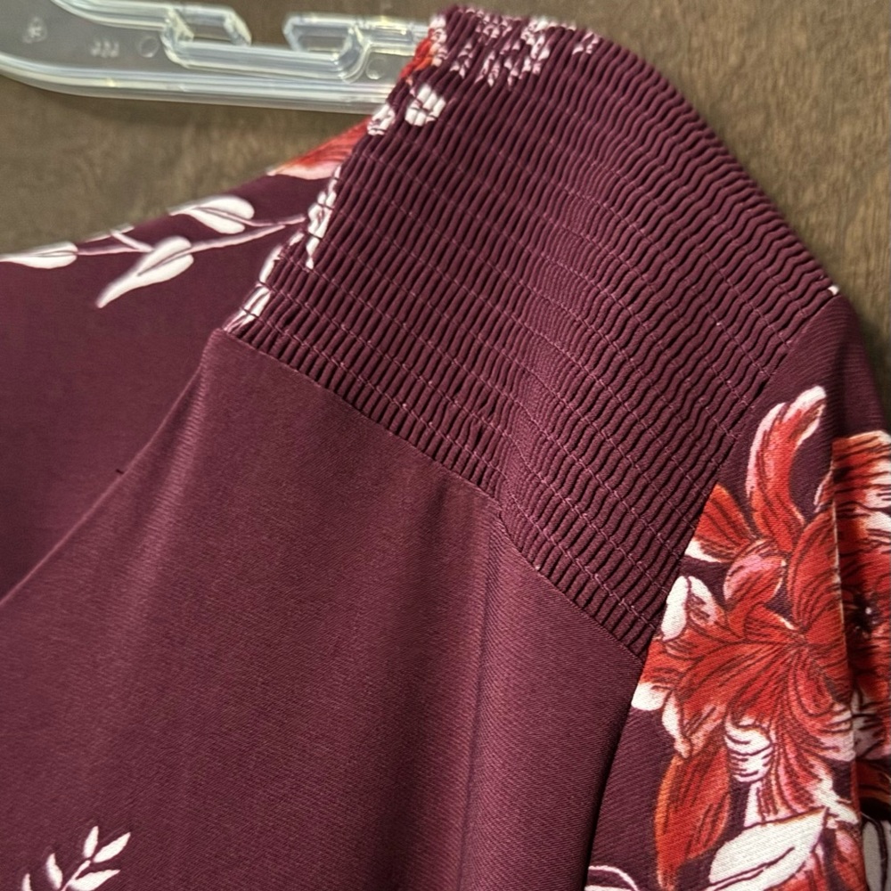Dressbarn Women’s Plus Burgundy Floral Dress - Picture 7 of 7